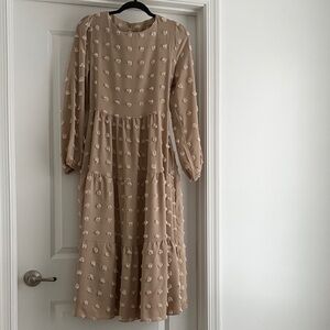 Elegant Tan Floral Dress